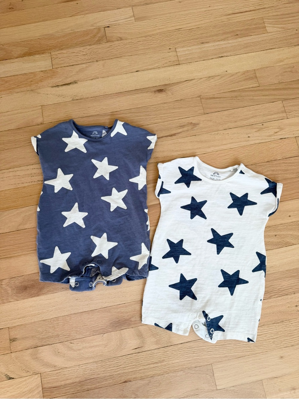 NEXT Star Print Baby Rompers - Navy & White Set
